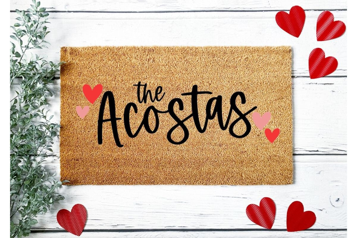Valentine's Day Last Name Doormat